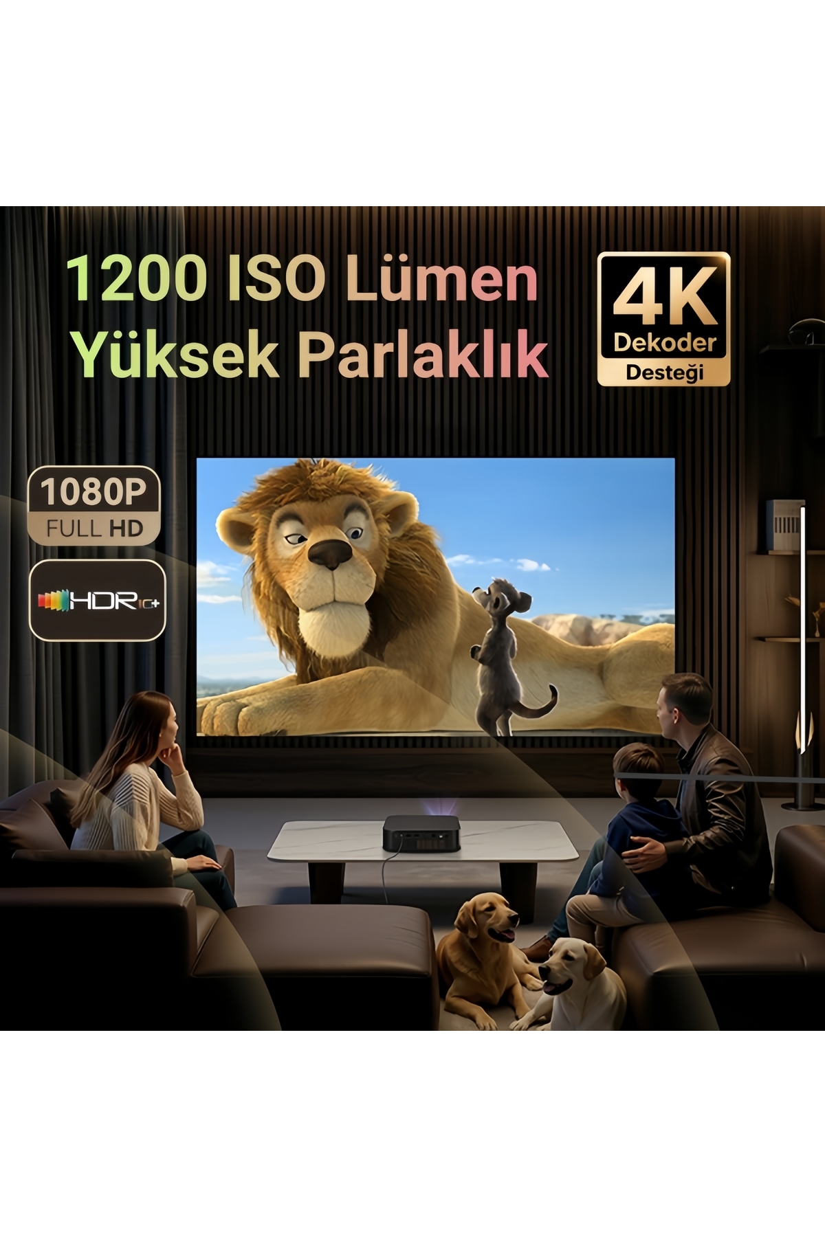 پروژکتور هوشمند X7D Ultra DLP - کیفیت تصویر 1080P Full HD، 1200 لومن ISO، موتور اپتیک کامل، صدای Dolby