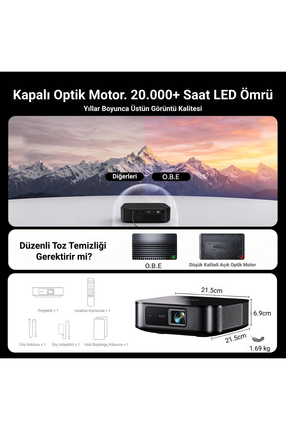 پروژکتور هوشمند X7D Ultra DLP - کیفیت تصویر 1080P Full HD، 1200 لومن ISO، موتور اپتیک کامل، صدای Dolby