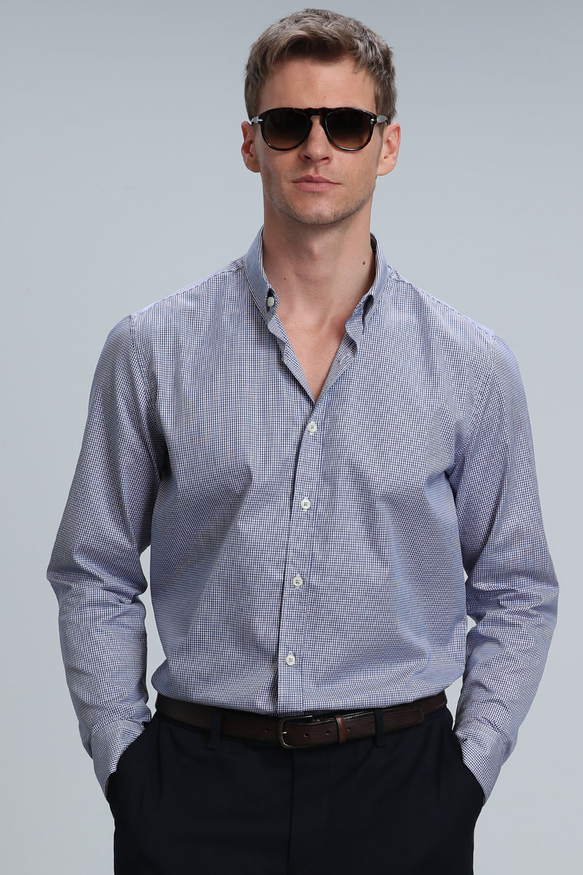 لوفیان پیراهن مردانه گتز مدل Basic Fit Regular Blue