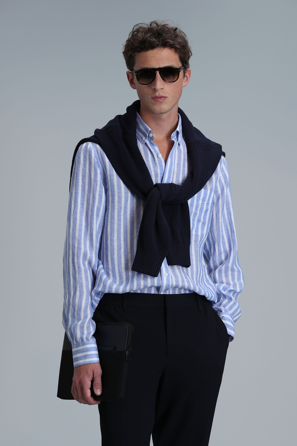 لوفیان پیراهن کتان مردانه لندن مدل Regular Fit Blue