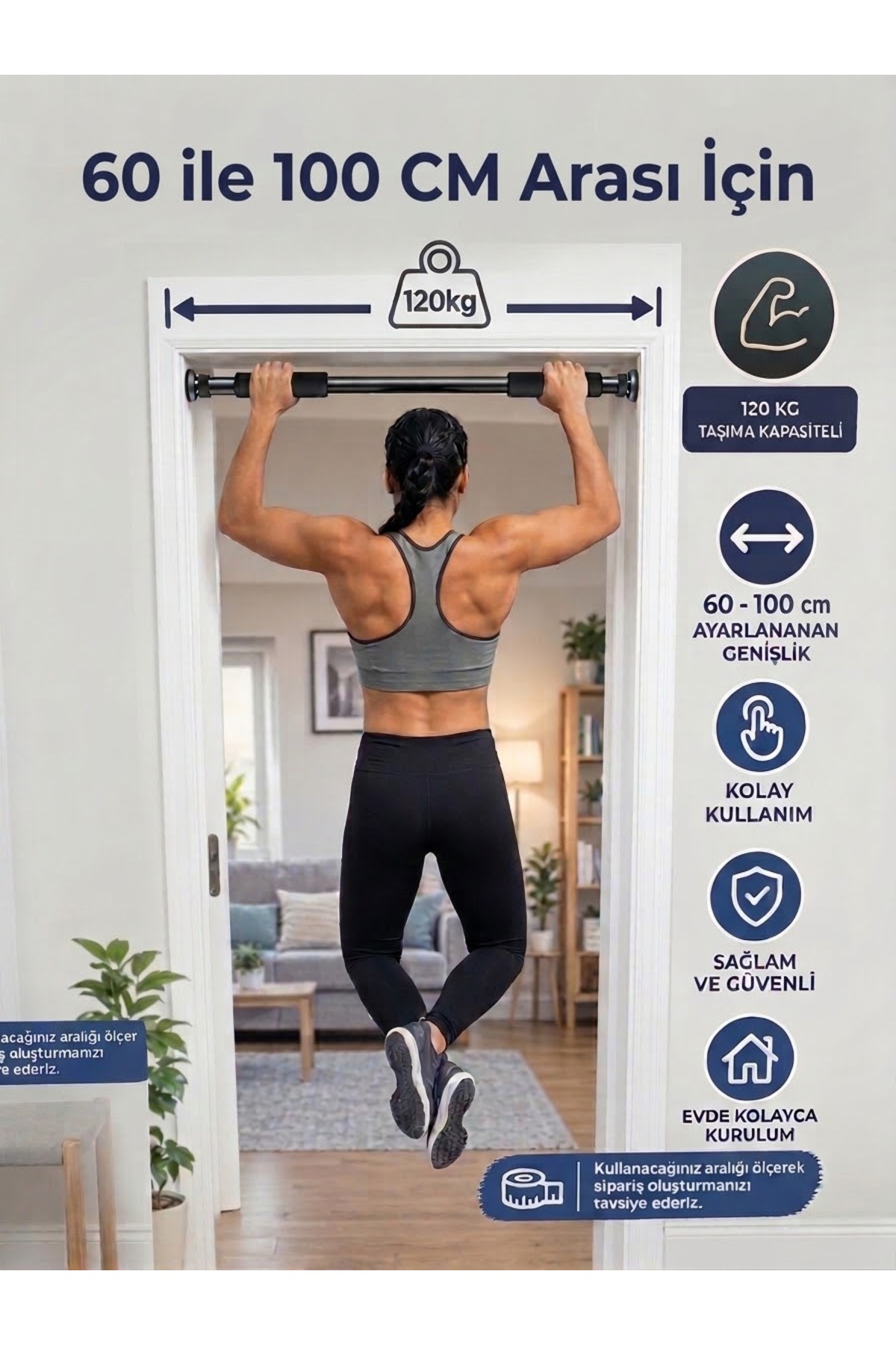 Jetcom Barfiks Demir Çubuğu 60-100 Cm Ayarlanabilir Barfiks Çekme Demiri Barfix Aleti