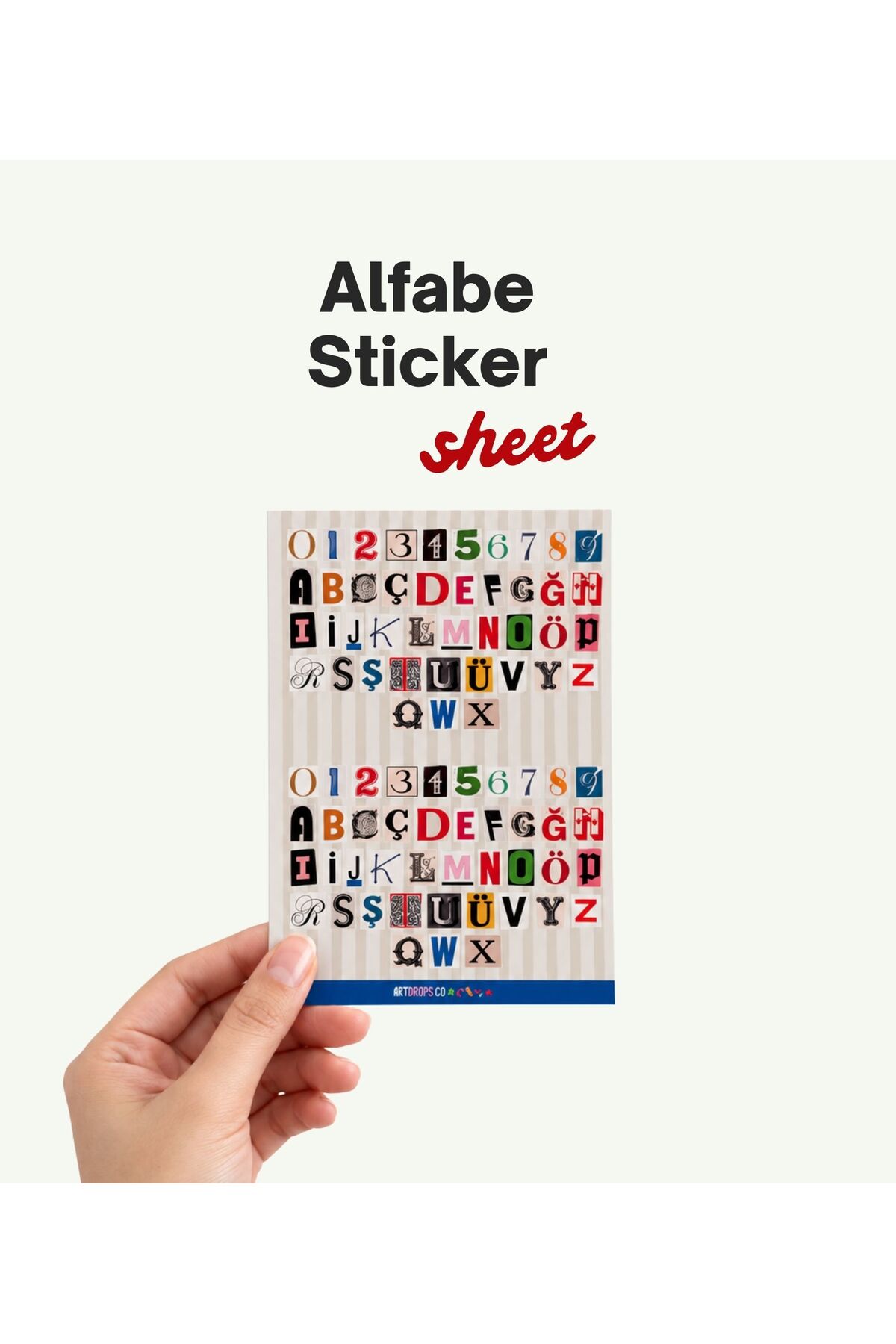 Alfabe Sticker Sheet, Renkli Harf ve Rakam Sticker Seti, Türkçe Karakterli Alfabe Etiketleri, Ajanda ve Journal Sticker, Scrapbook Dekoratif Etiket