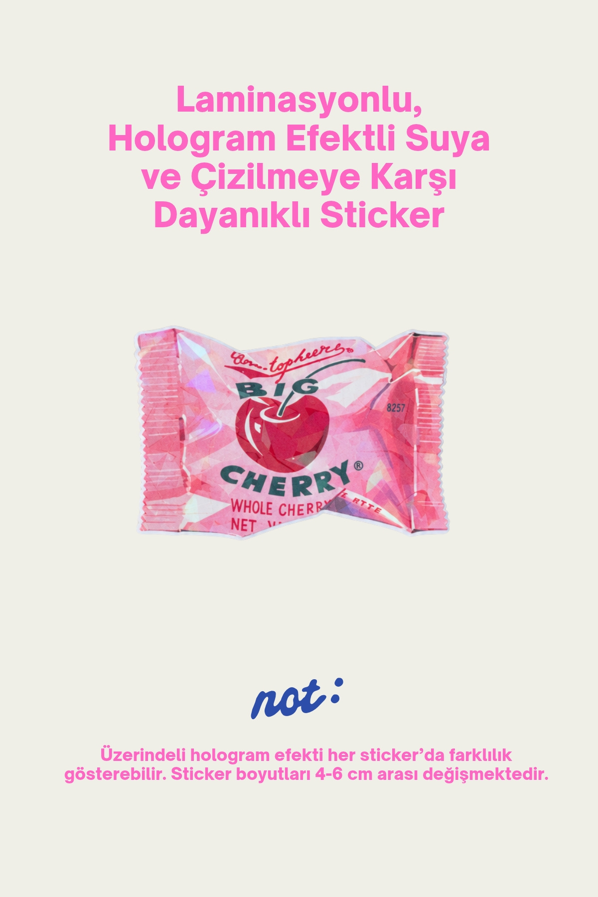 Hologram Efektli Laminasyonlu Tekli Sticker, Şeker Etiket, Çok Amaçlı, Su Geçirmez ve Çizilmeye Dayanıklı Sticker