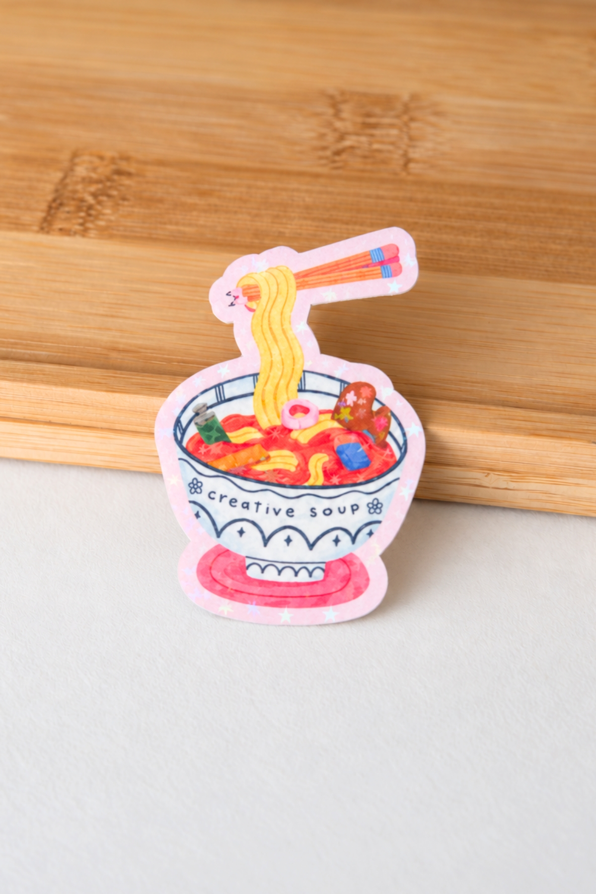 Hologram Efektli Laminasyonlu Tekli Sticker, Creative Soup, Çok Amaçlı, Su Geçirmez ve Çizilmeye Dayanıklı Sticker