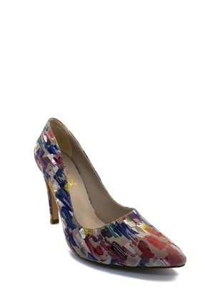 Ince Yüksek Topuklu Renkli Desen Kadın Topuklu Ayakkabı Stiletto İZLK100