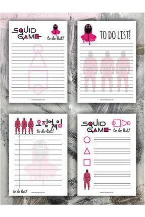 4'lü Squid Game - Note Pad Bloknot To Do List 10x14 Cm NOTKGT010