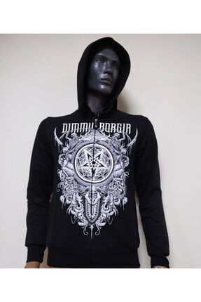 Dimmu Borgir Eonian Metal Band Baskılı Kapüşonlu Fermuarlı Sweatshirt DBE-666