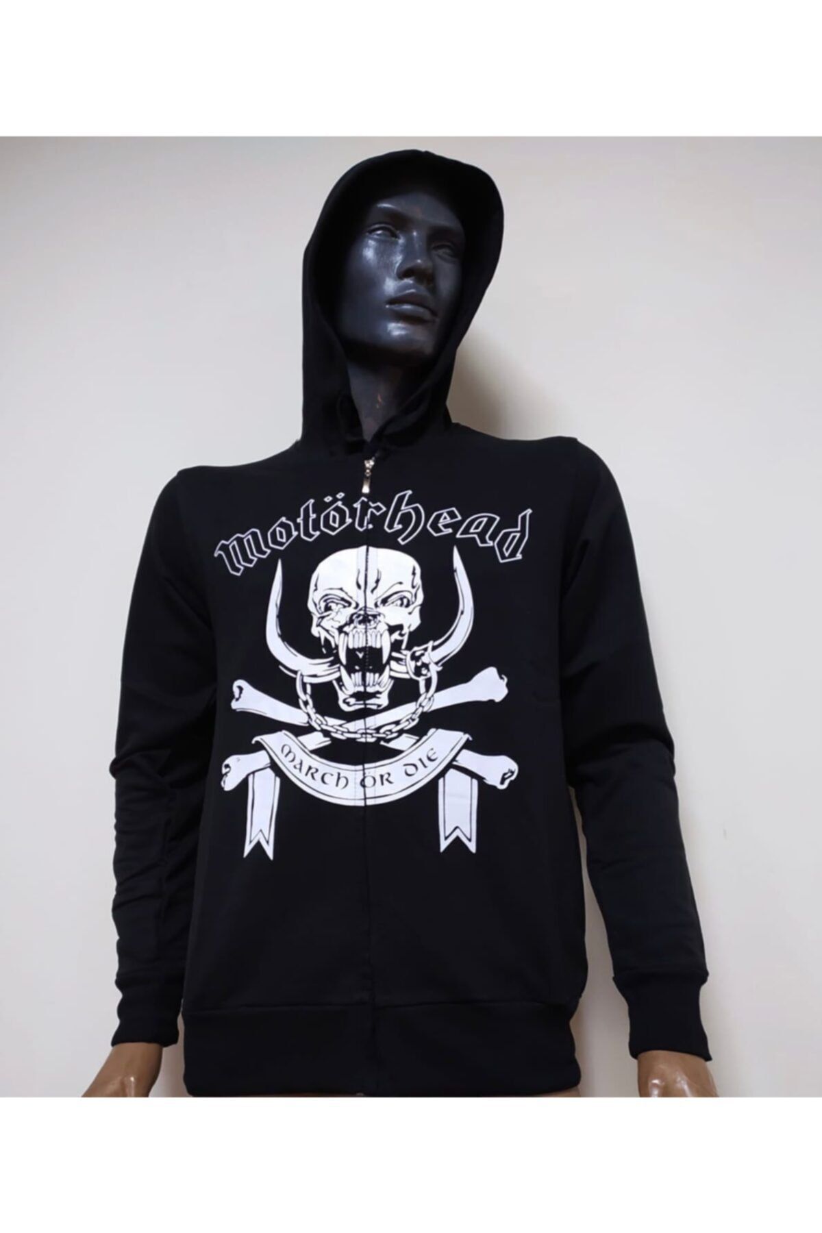 StudyoUmitTi ort Motorhead March Or Die Metal Band Bask l Kapu onlu Fermuarl Sweatshirt Fiyat Yorumlar Trendyol