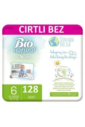 Bio Natural Bebek Bezi 6 Numara Beden Xlarge 128 Adet Cırtlı Bez bio128