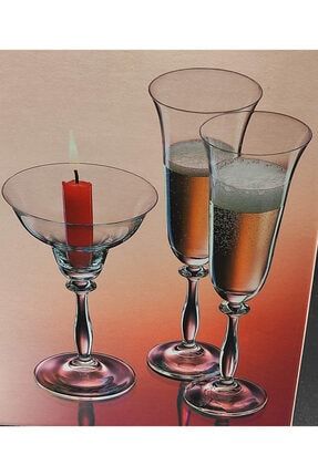 Ithal Kristal Şampanya Bardağı 2 Adet Ve Mumluk-190ml AMH0008d8