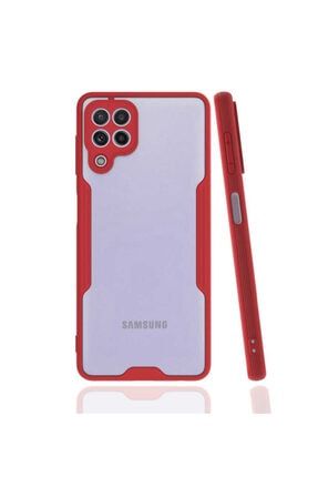Samsung Galaxy A22-m22-m32 Uyumlu Kamera Korumalı Renkli Kenarlı Silikon Kılıf Kırmızı NZH-KPK-KLF-PARFE-0002
