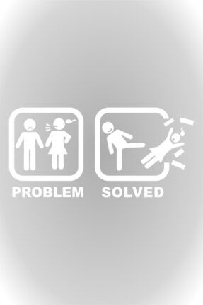 Problem Çözüldü Problem Solved Oto Sticker Cam Sticker 30 X 14,5 Cm Beyaz qa4209542780