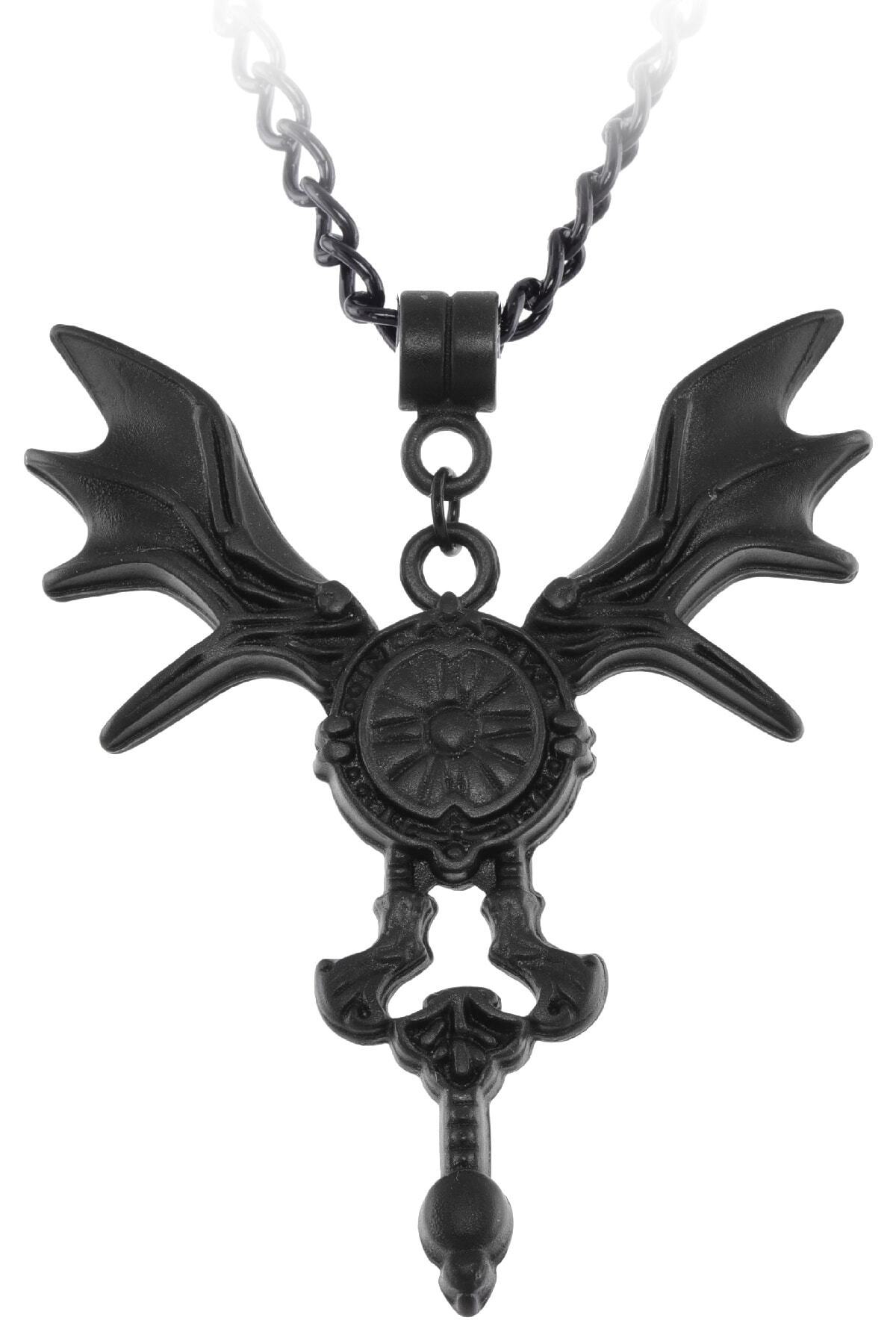 LABALABA-Men's Black Oxide Plated Spiritual Symbol Pendant Necklace 4