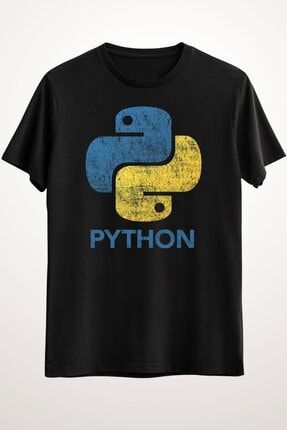 Erkek Siyah Retro Python Programmer Essential T-shirt GR2410