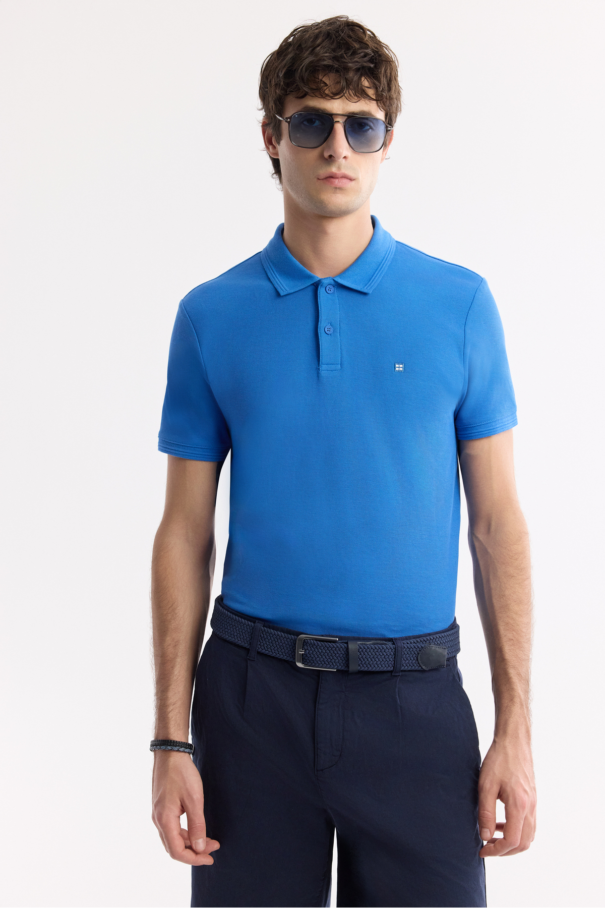 تیشرت مردانه یقه polo آبی کمرنگ 100% پنبه مدل Basic Regular Fit B001032