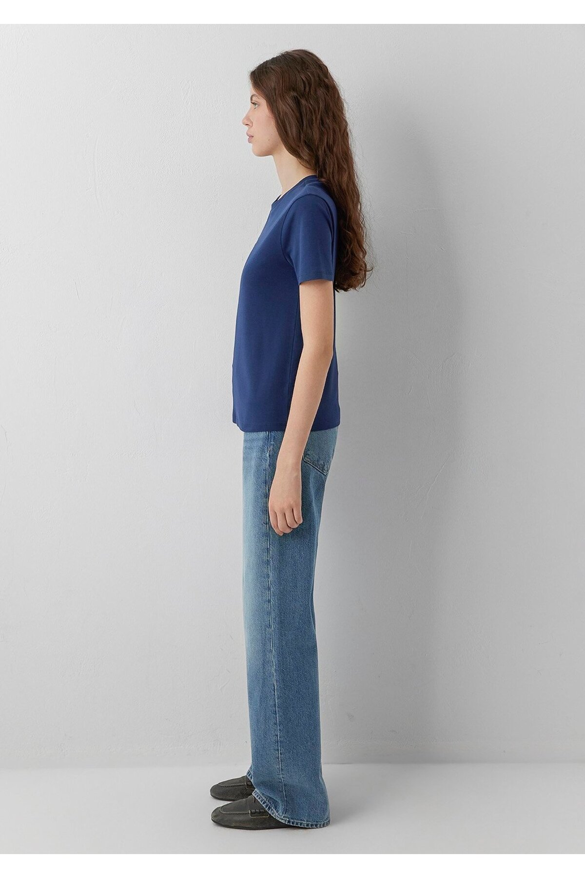 تی‌شرت آبی تیره با لوگو Slim Fit / دار 1614201-70497