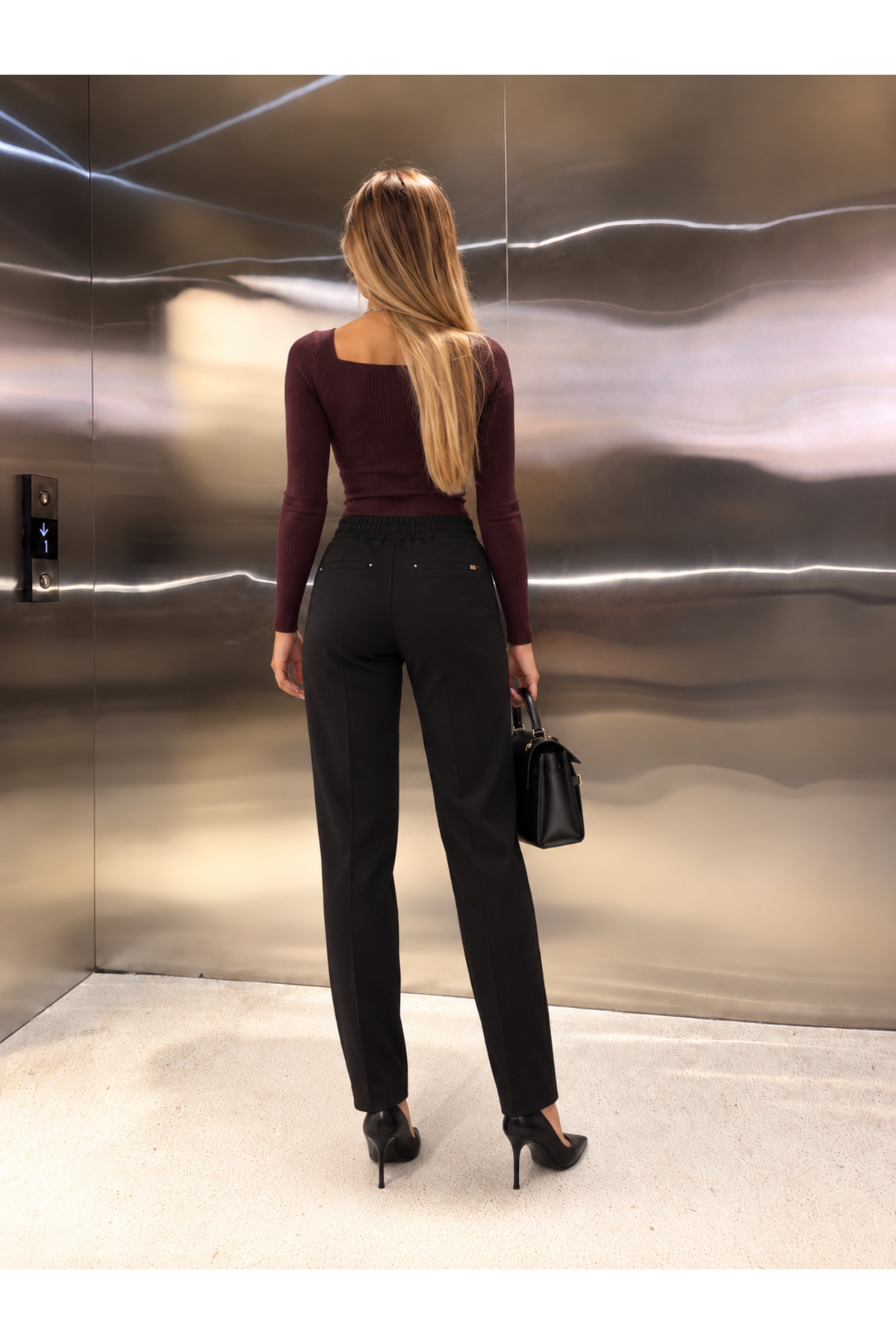 Beli Lastikli Metal Aksesuar Detaylı Pantolon - Görsel 2