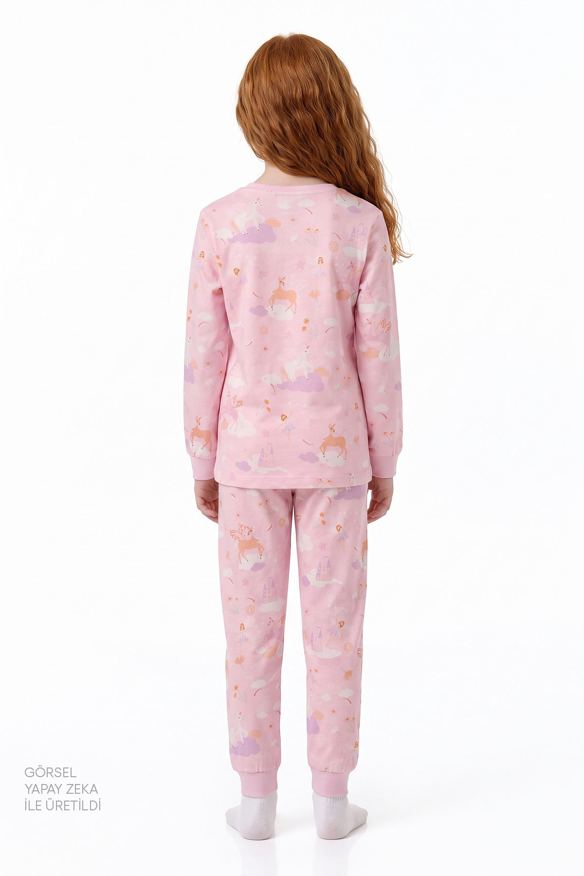 ست پیژامه دخترانه صورتی Fly Repeat با آستین بلند از جنس پنبه