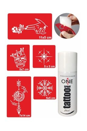 One Spray Tattoo Savas Dovmesi Tattoo Gecici Dovme Seti Siyah Sprey Ve 5 Desen Trendyol