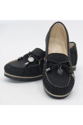 Siyah Ipli Kadın Klasik Ayakkabı BRNS870