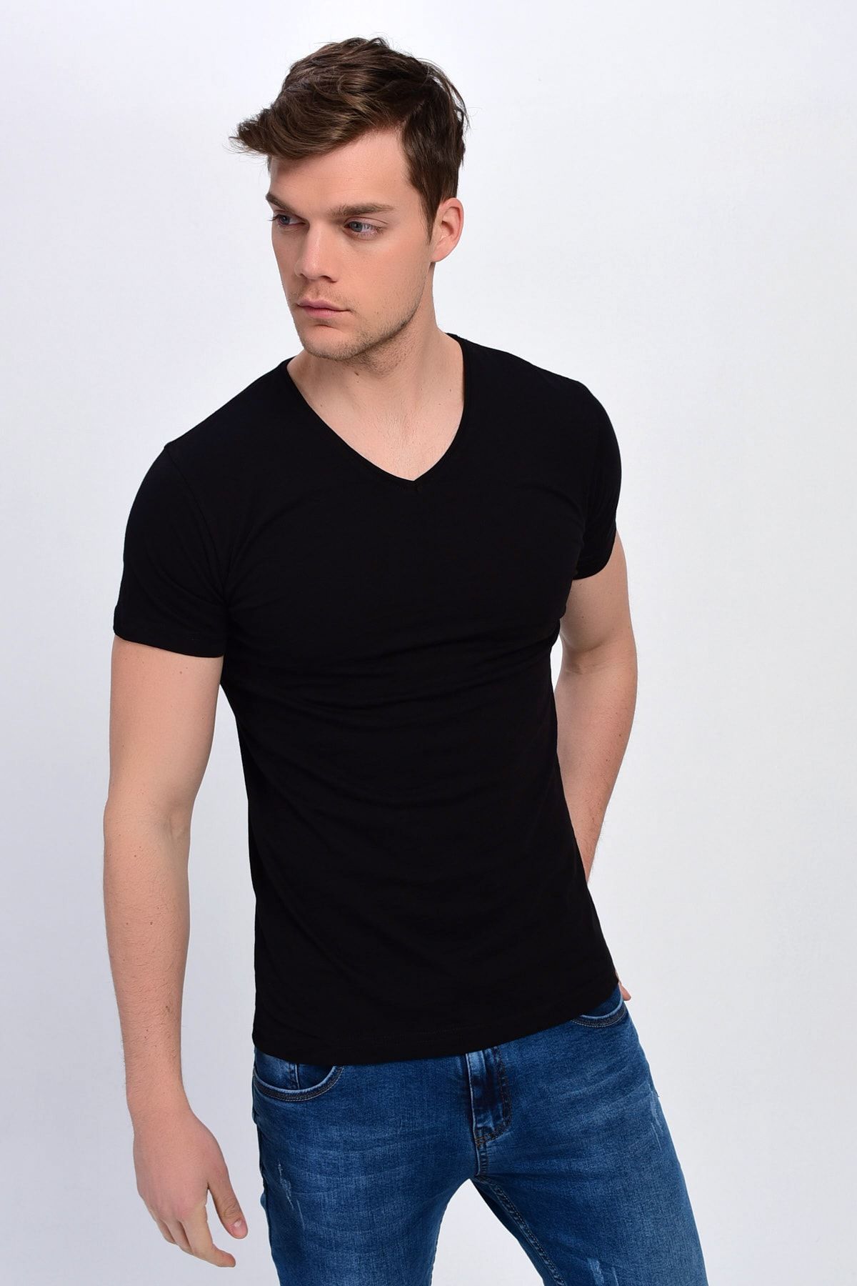 DYNAMO Große Größen in T-Shirt Schwarz Slim Fit