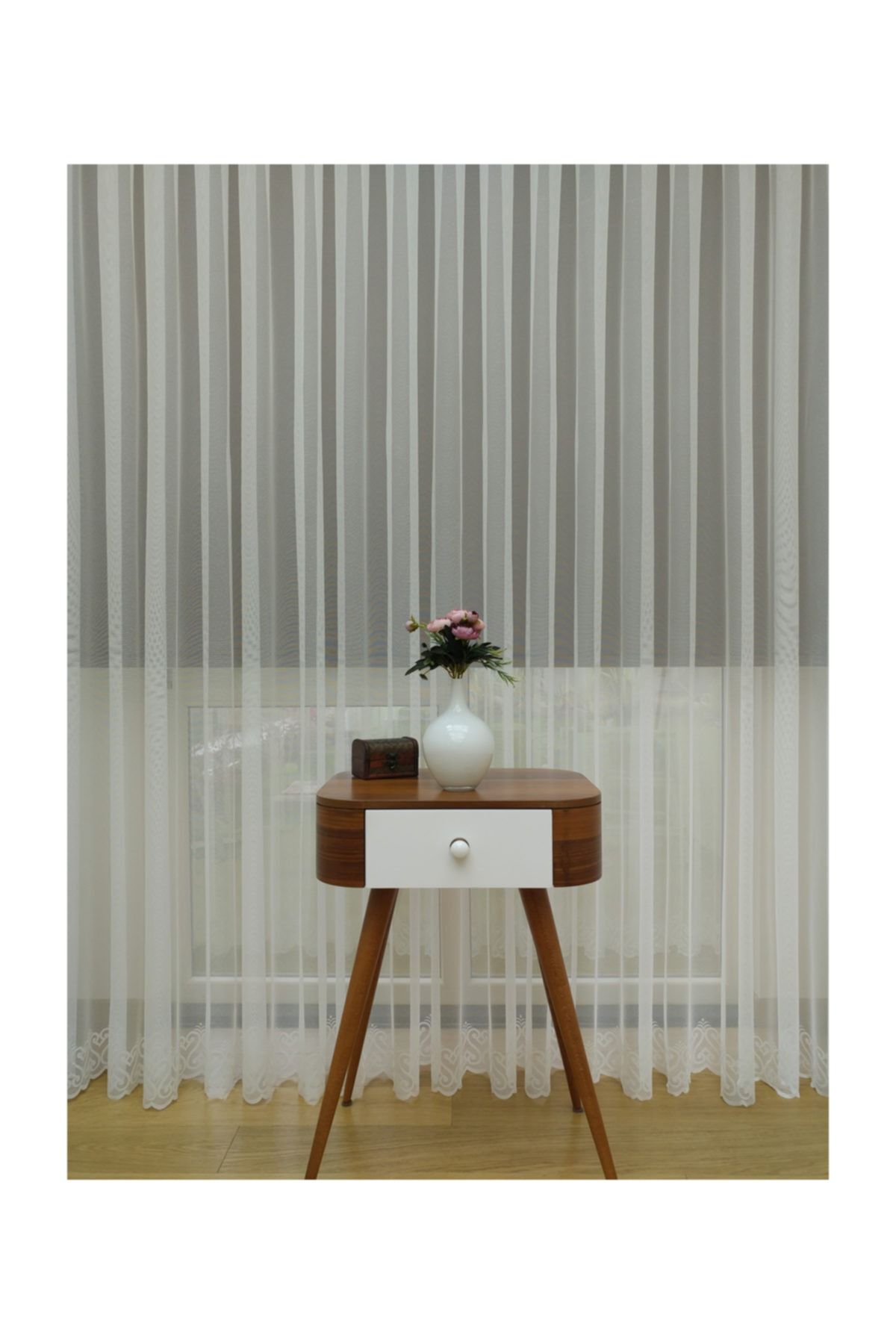 Esse Home Etek Ucu Desenli Kdk Dantel Tül Perde,  350x260, Normal Pile, 1/2.5