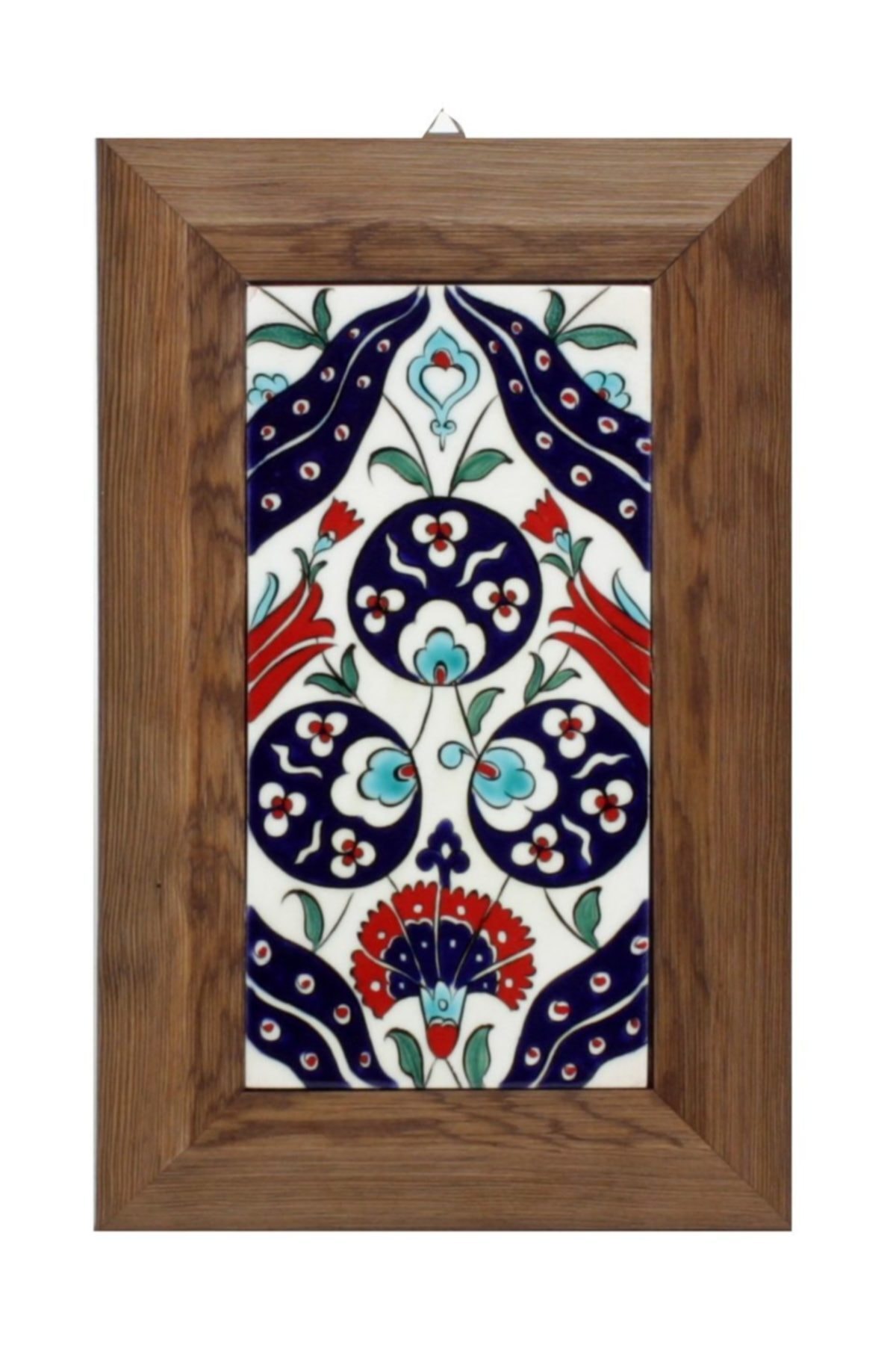 Ahşap Çerçeve Lale Dekor Çini Tablo 10x20cm