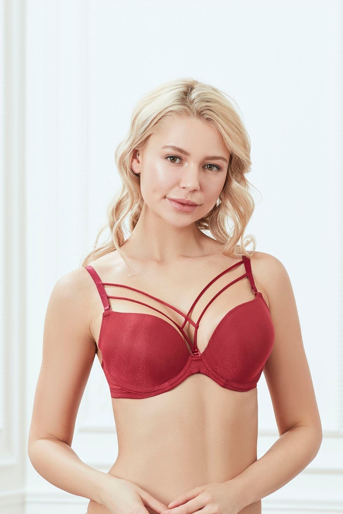 Anıl Cherry Underwire Removable Drawstring Extra Supportive Padded Push-up  Bra 3749 - Trendyol
