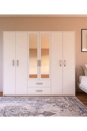 Metalia Gm820 Armina Lux 6 Kapi 2 Cekmeceli Aynali Gardrop Ceviz Antrasit Gri Dolap Trendyol