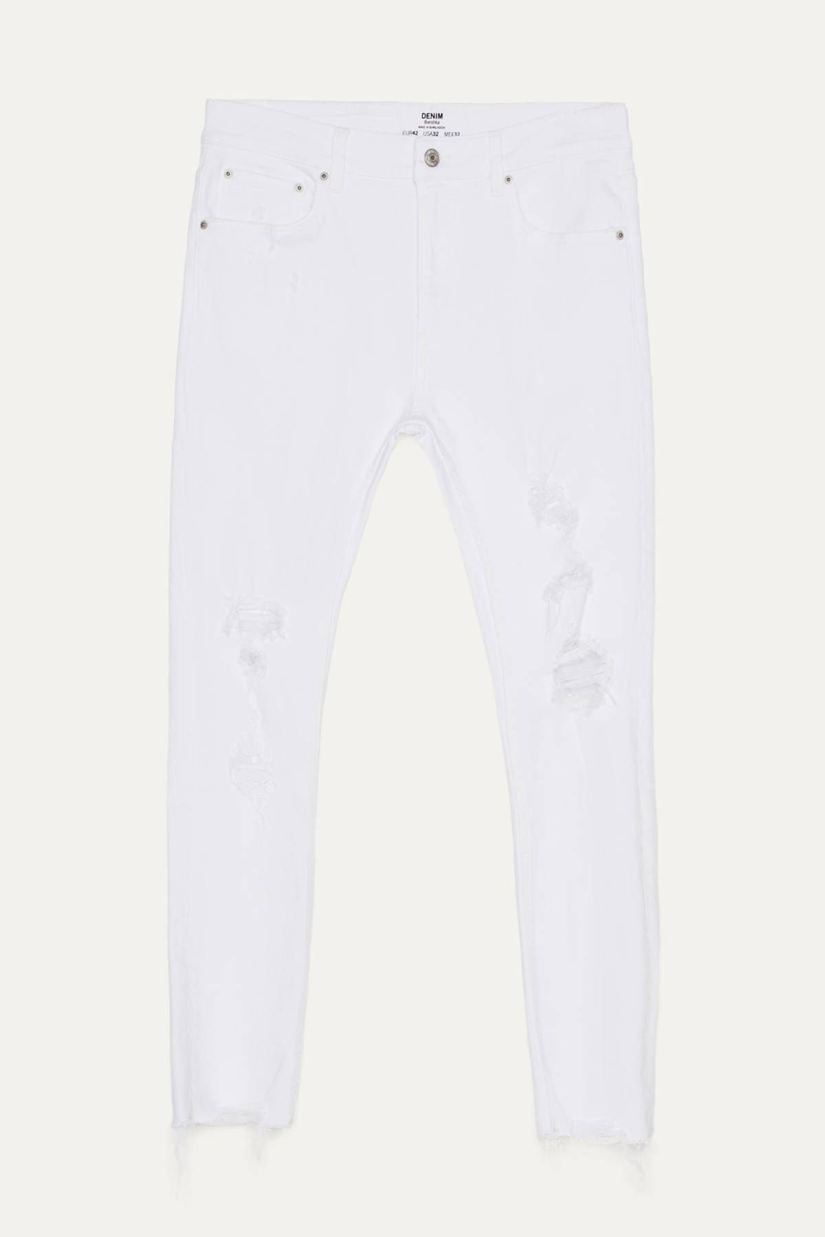 Bershka Erkek Beyaz Super Skinny Fit Jean 00241043 Trendyol