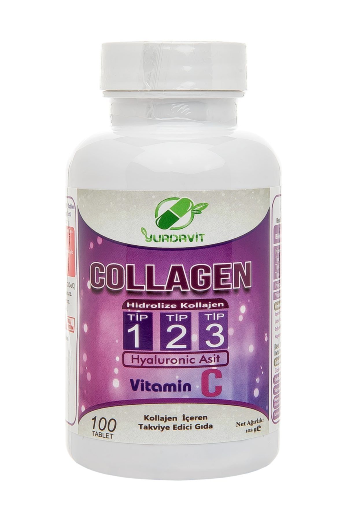 Yurdavit Hidrolize Collagen Type 1-2-3 900 Mg Hyaluronic Acid Vitamin C 100 Tablet