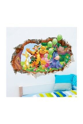 Çocuk Ve Bebek Odası Winnie Ve Pooh Arkadaşları 3d Duvar Sticker 70x50 Cm Pvc T3514235230CRM H428