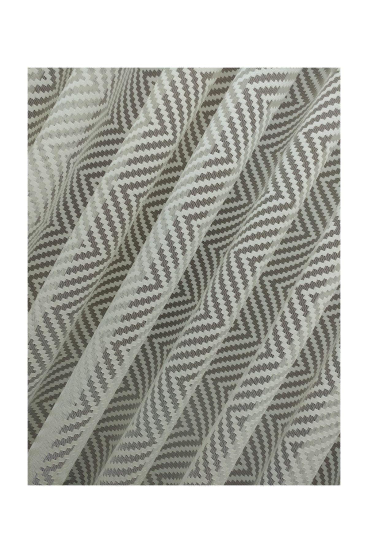Esse Home Geometrik Desenli Tül Perde Etek Katlamalı, 300x260, Sık Pile, 1/3