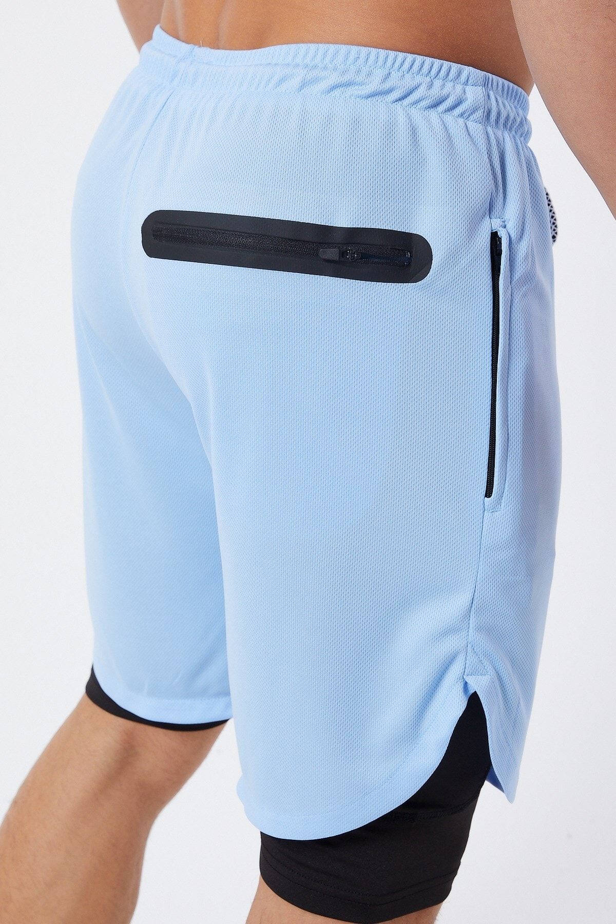 Gymwolves Erkek Spor Sort Cift Katmanli Mavi Comfortable Serisi Trendyol