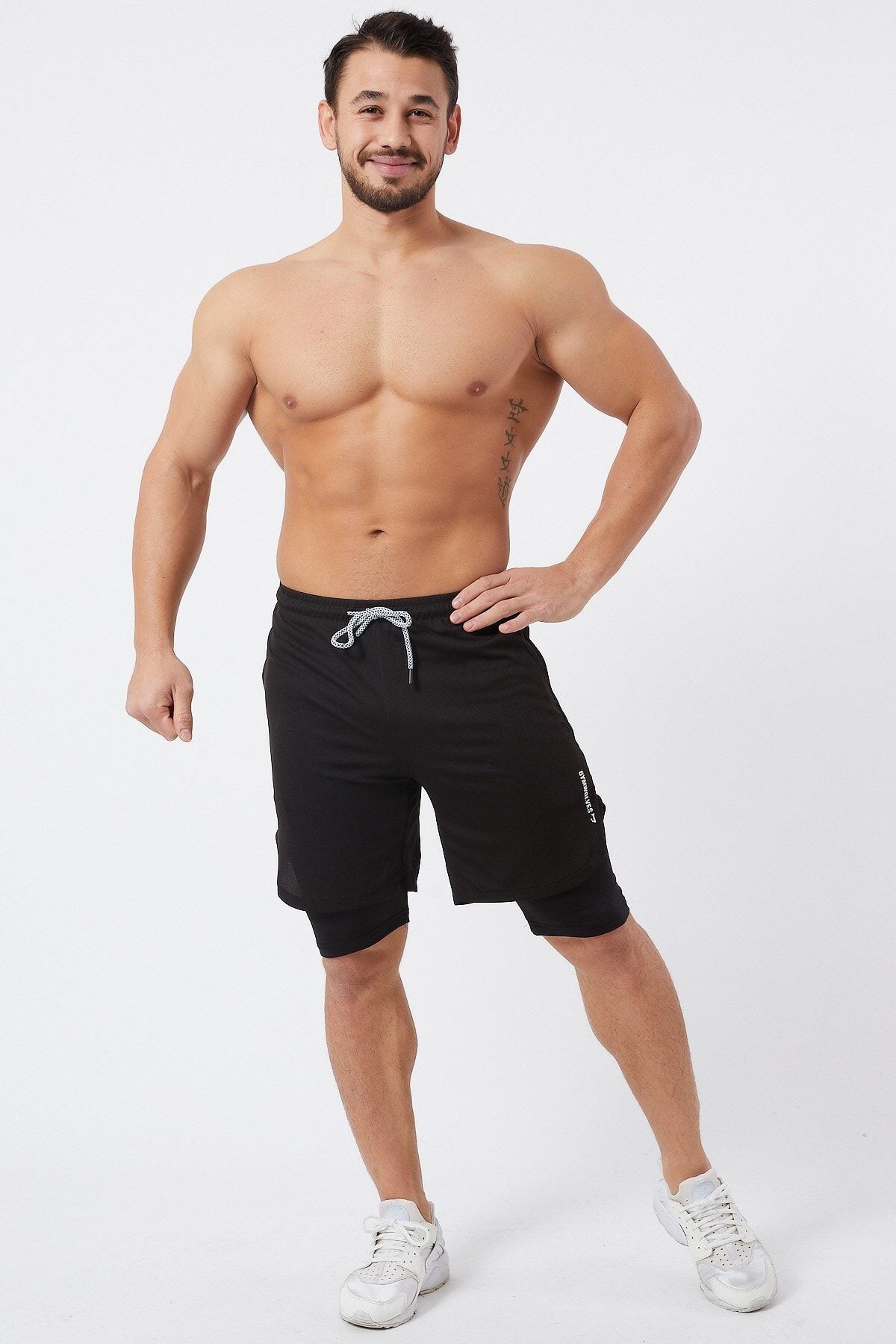 Gymwolves Erkek Spor Sort Cift Katmanli Siyah Comfortable Serisi Trendyol