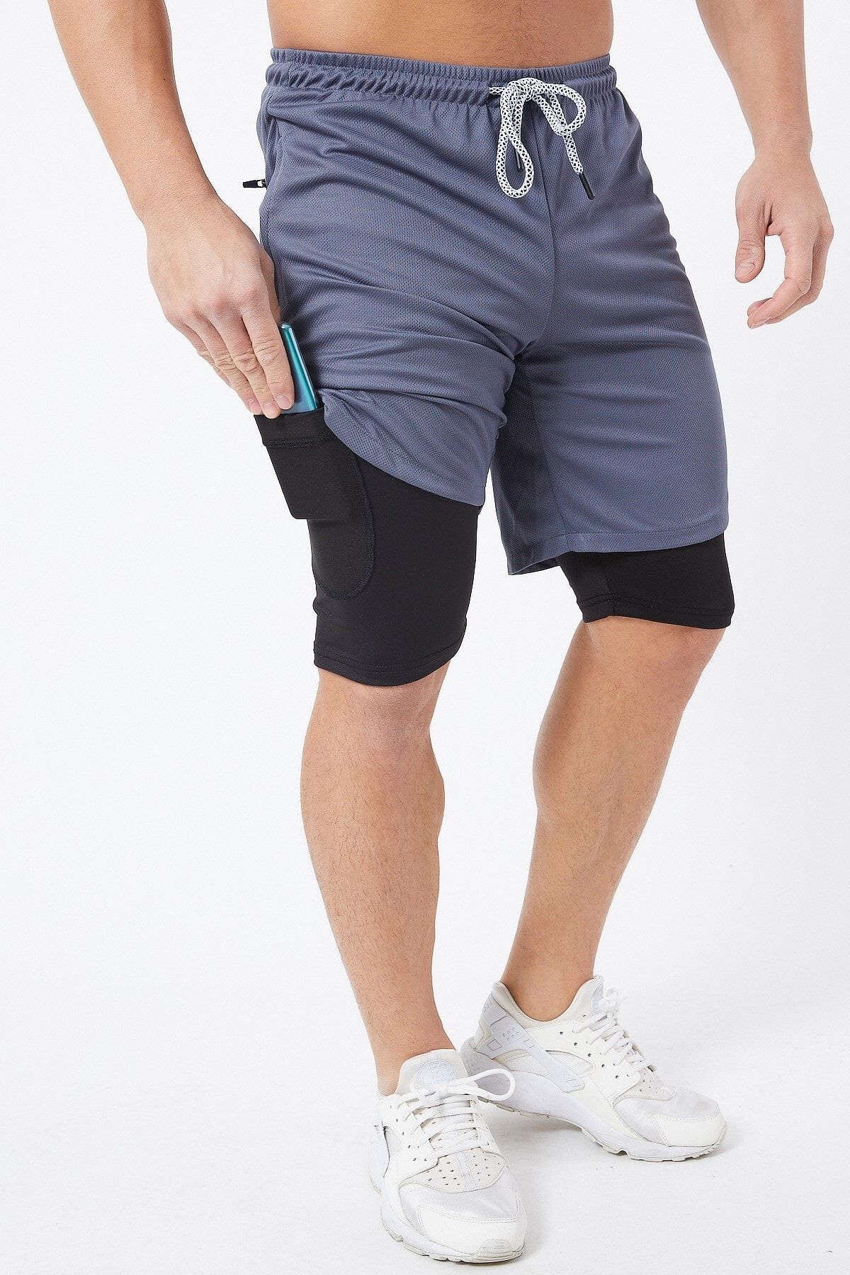 Gymwolves Erkek Spor Sort Cift Katmanli Antrasit Gri Comfortable Serisi Trendyol