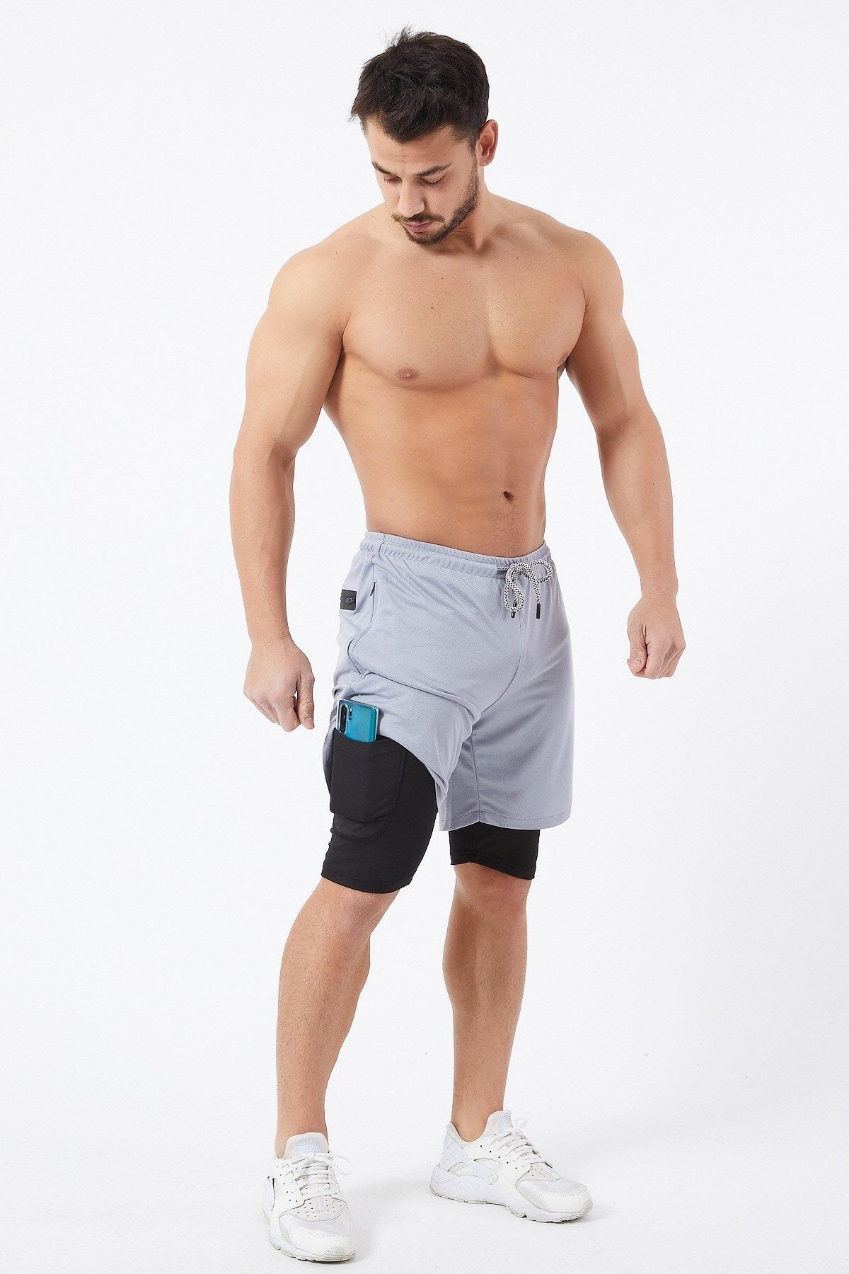 Gymwolves Erkek Spor Sort Cift Katmanli Light Gri Comfortable Serisi Trendyol