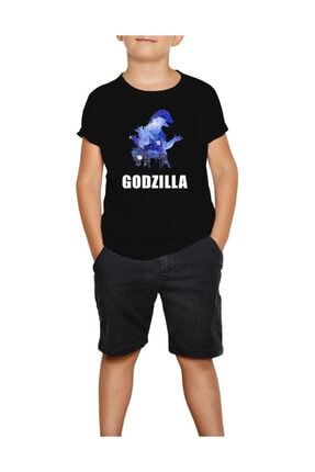 Godzilla In City Siyah Çocuk Tişört ZC3004