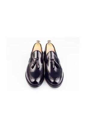 Erkek Hakiki Deri Klasik Siyah Rugan Ayakkabı BY00045