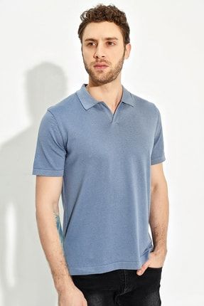 Chuba Lacivert Erkek Polo Yaka Yirtmacli Sportriko T Shirt Trendyol