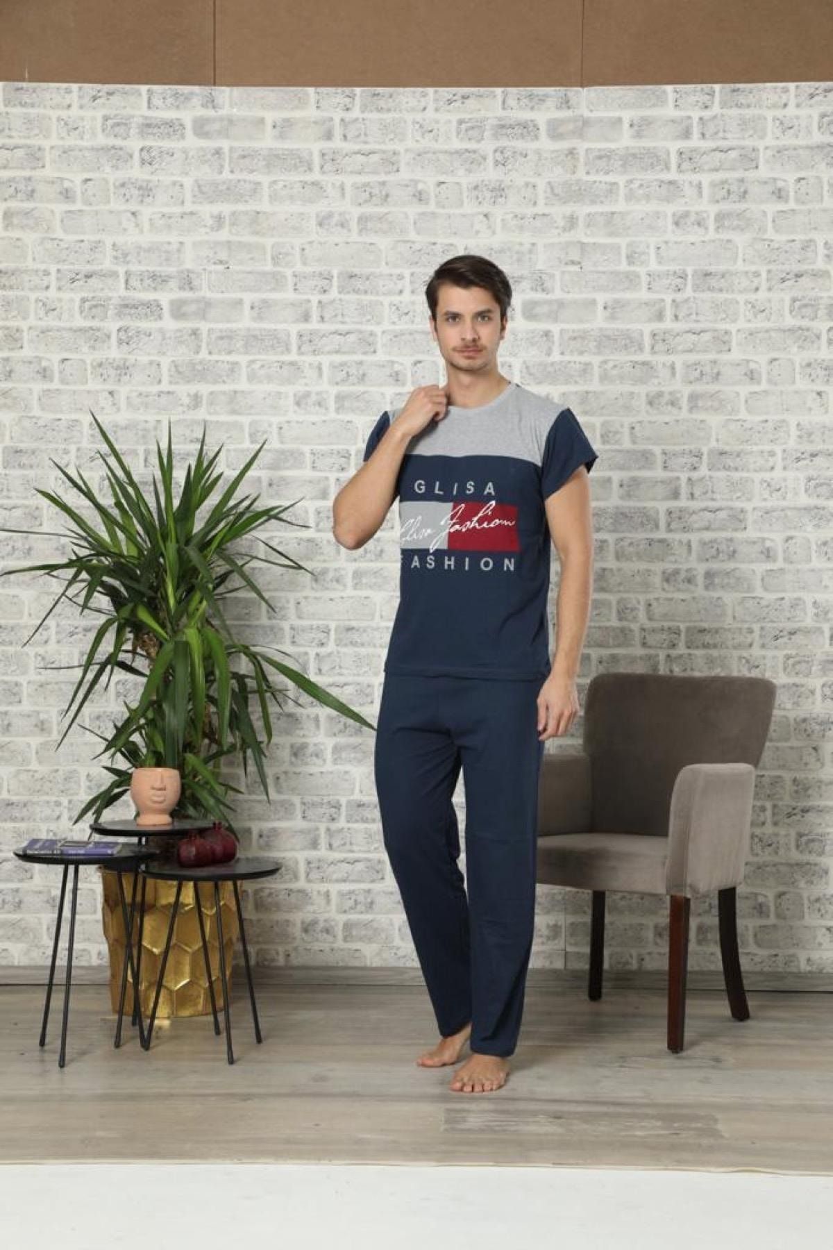 Oksit Gls Tm Baskili Bisiklet Yaka Erkek Pijama Takimi Trendyol