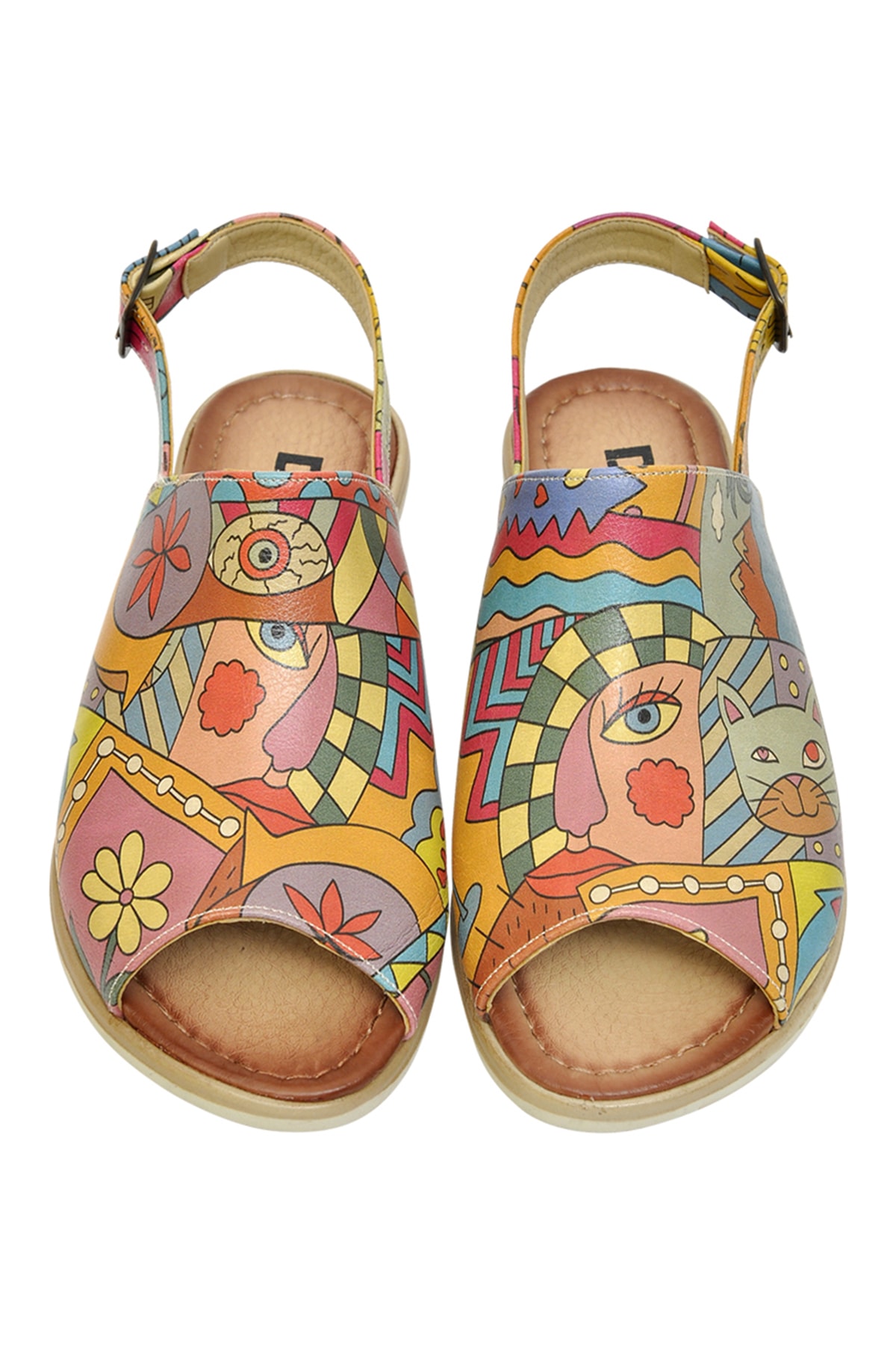 Dogo Women's Vegan Leather Multicolored Sandals - Artsy Design