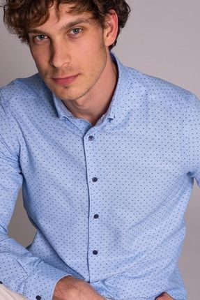Dufy Beyaz Desenli Pamuklu Polyester Erkek Gomlek Slim Fit Trendyol