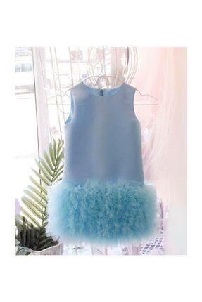 Mavi Kız Çocuk Tütülü Elbise 1014