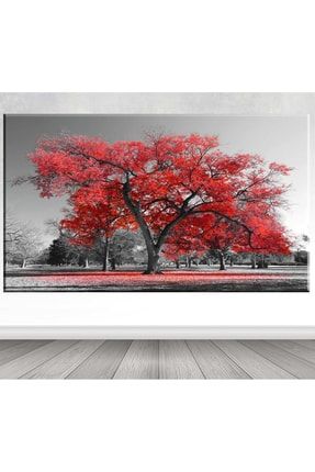 Kırmızı Ağaç Dev Kanvas Tablo 100x140 cm Sb-17930 17930DEV