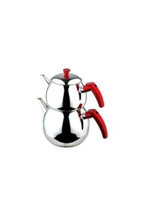 Besa Celik Caydanlik Kirmizi Kulp Suzgecli Demlik Mini Boy 1 75 Litre Cift Kapak Trendyol