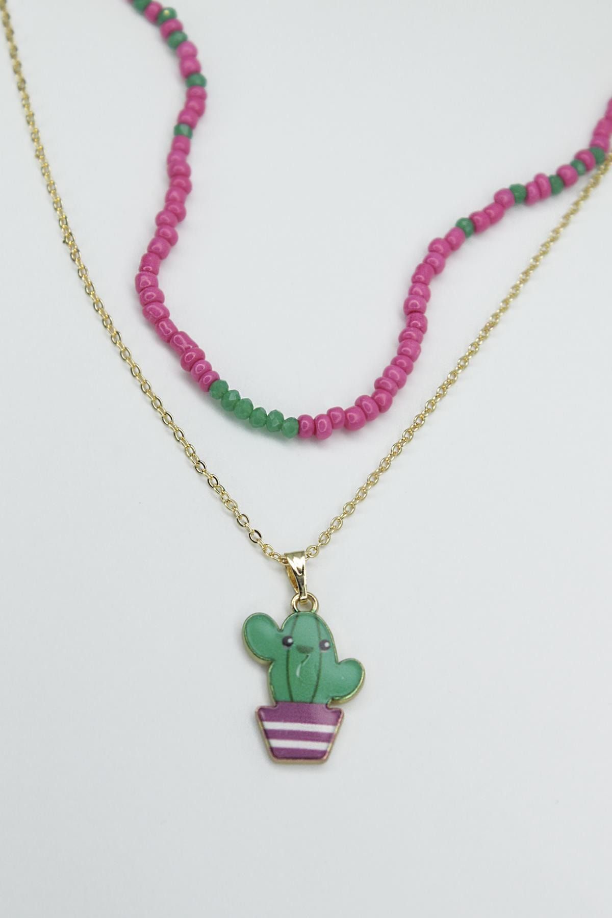 New Obsessions Renkli Kaktus Kolye Tm 1580 Trendyol