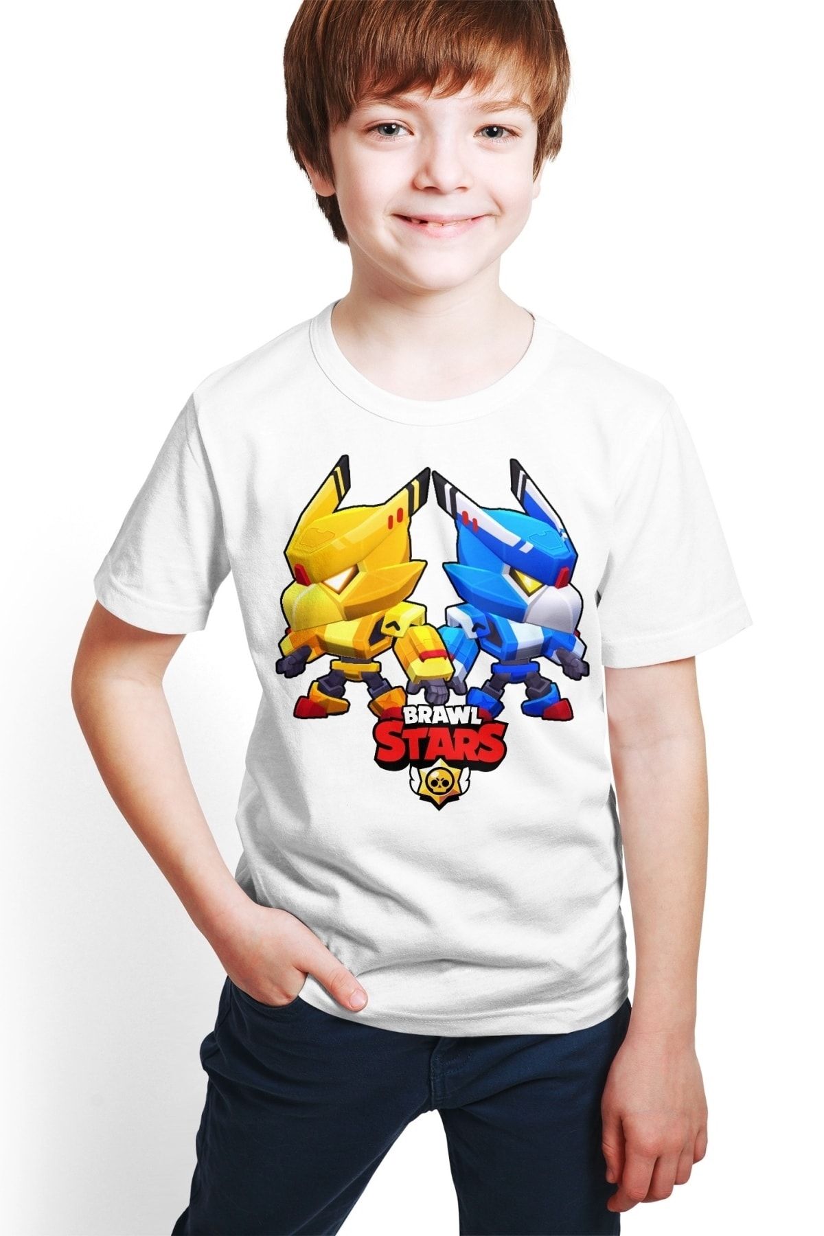 ACR Giyim Brawl Stars Crow Digital Printed Boy s White T shirt