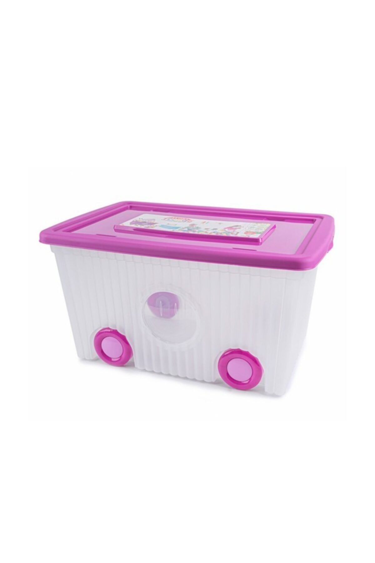Flora Trendy Tekerlekli Oyuncak Kutusu 60 Lt Şeffaf Pembe