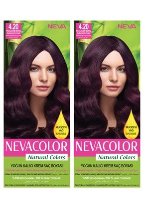 2’li Natural Colors 4.20 Patlıcan Moru - Kalıcı Krem Saç Boyası Seti 2NC4-20